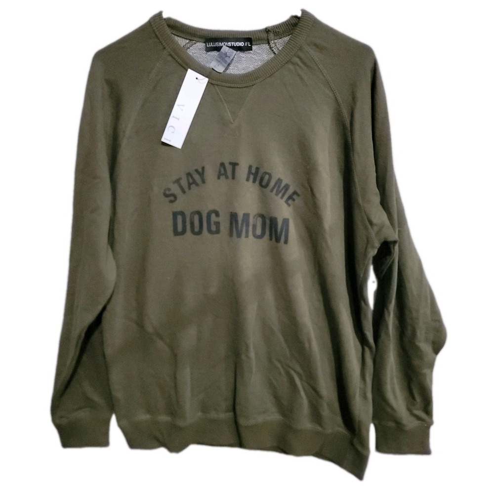 VICI Lulusimonstudio Womens L Stay At Home Dog Mom Fleece Sweatshirt NWT $58
